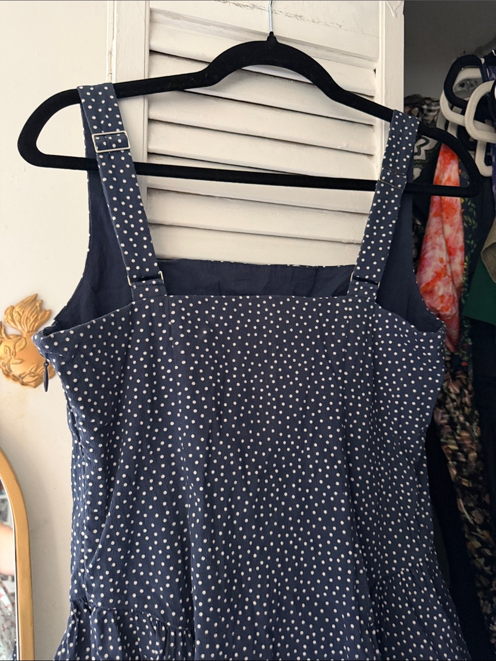 Abercrombie & Fitch Navy Polka Dot Square Neck drop waist Sundress Large - Picture 4 of 5